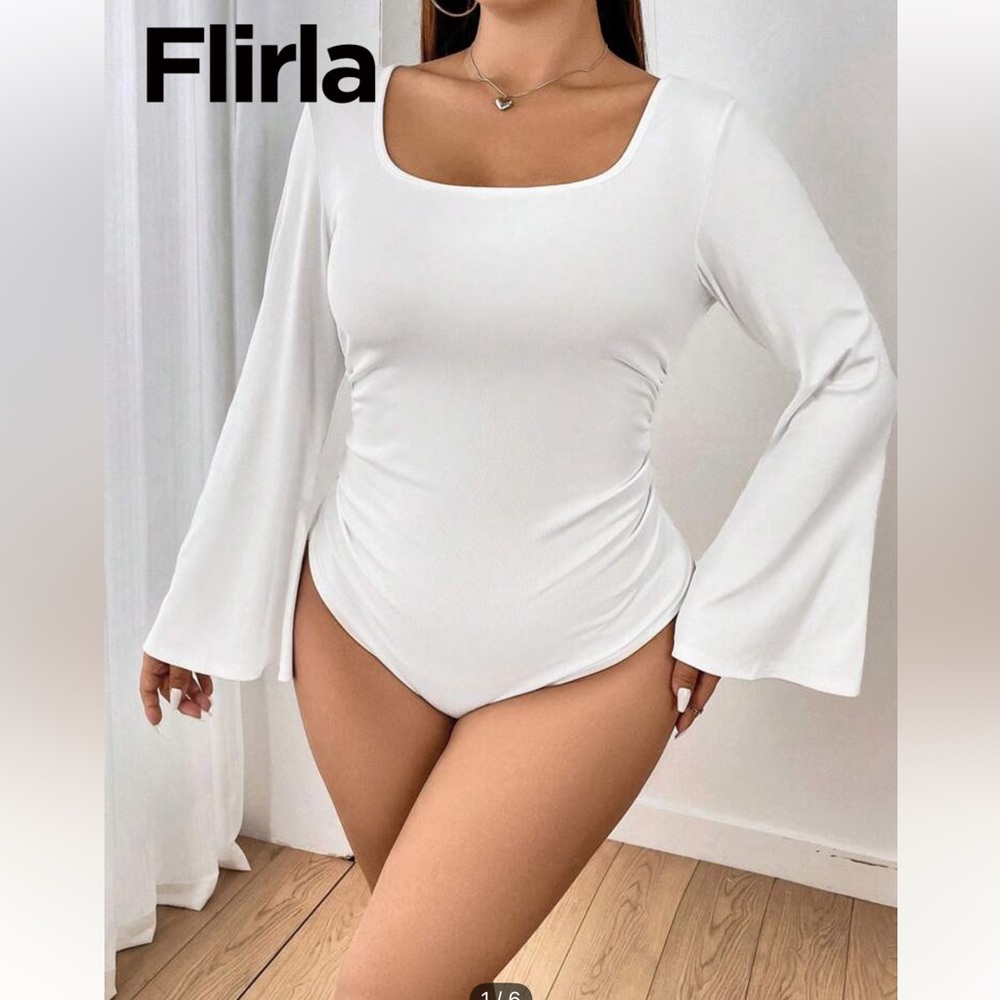 Elegant White Long Sleeve Bodysuit